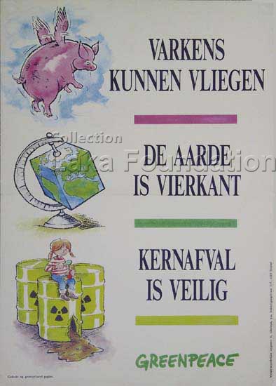 Varkens kunnen vliegen; 1996; 30x42cm; Greenpeace Belgium